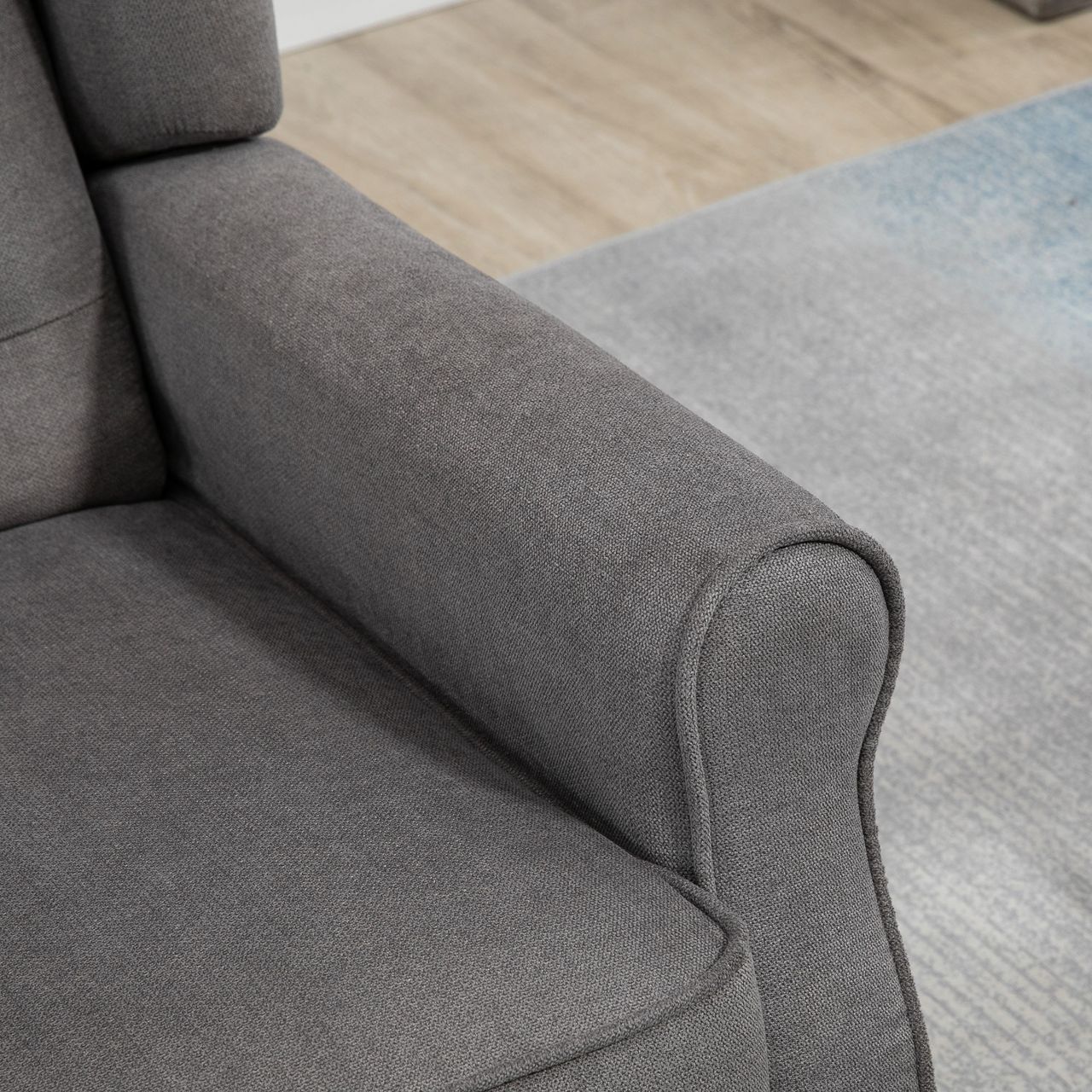 HOMCOM Einzelsofa Relaxsessel Einzelstuhl mit Tufting Polyester Dunkelgrau