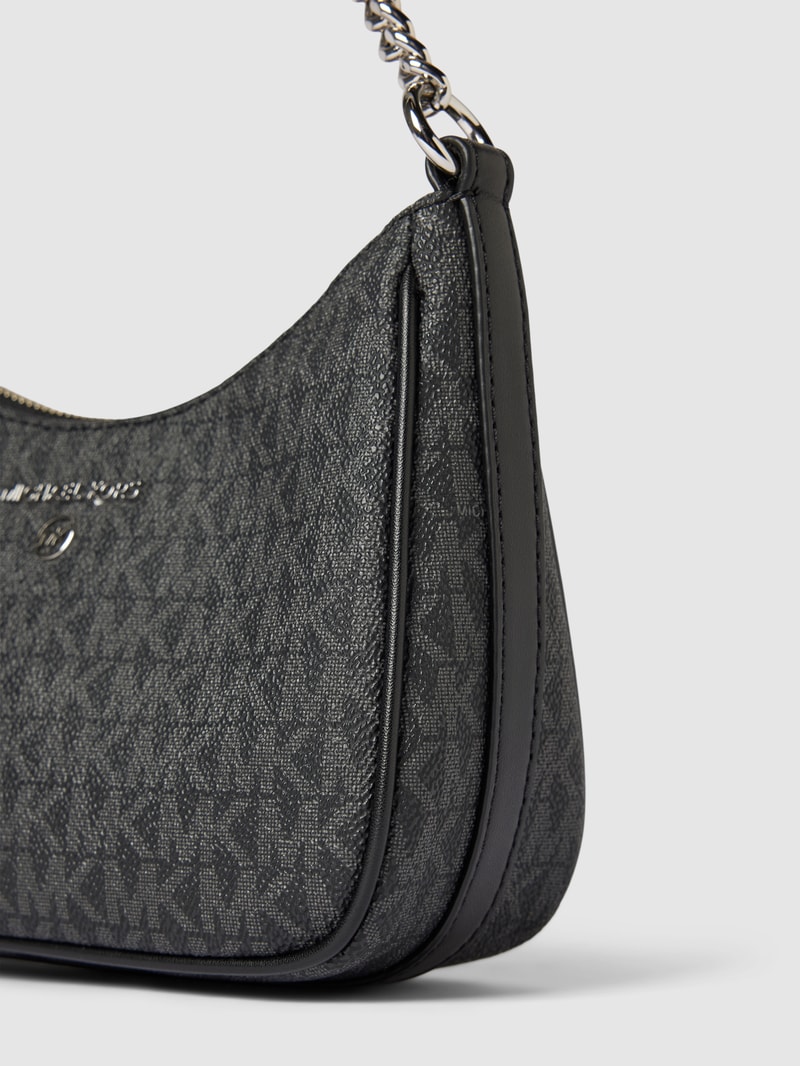 Handtasche mit Allover-Label-Print Modell 'JET SET' in black