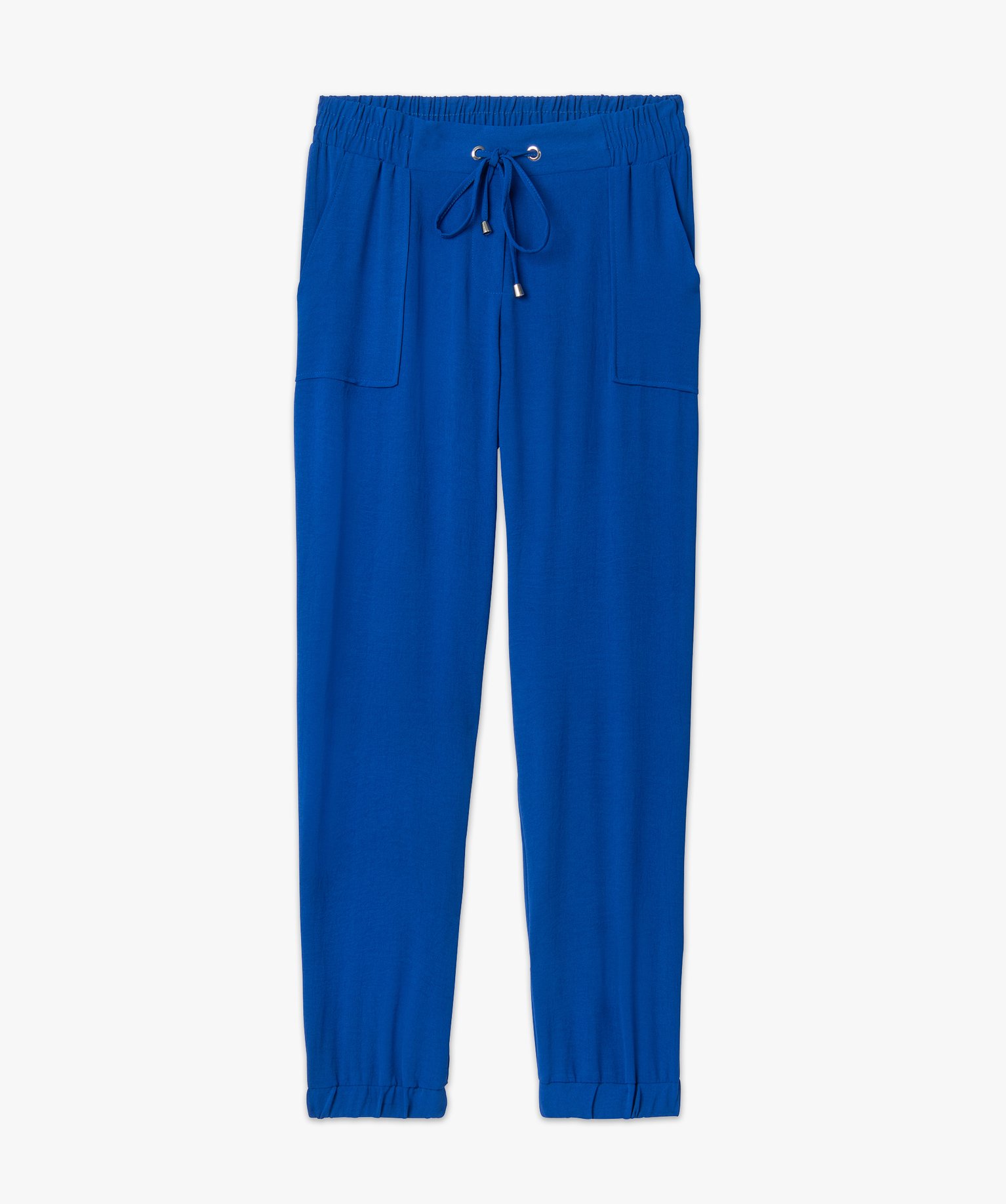 Pantalon femme fluide coupe ample resserrée dans le bas bleu | GEMO