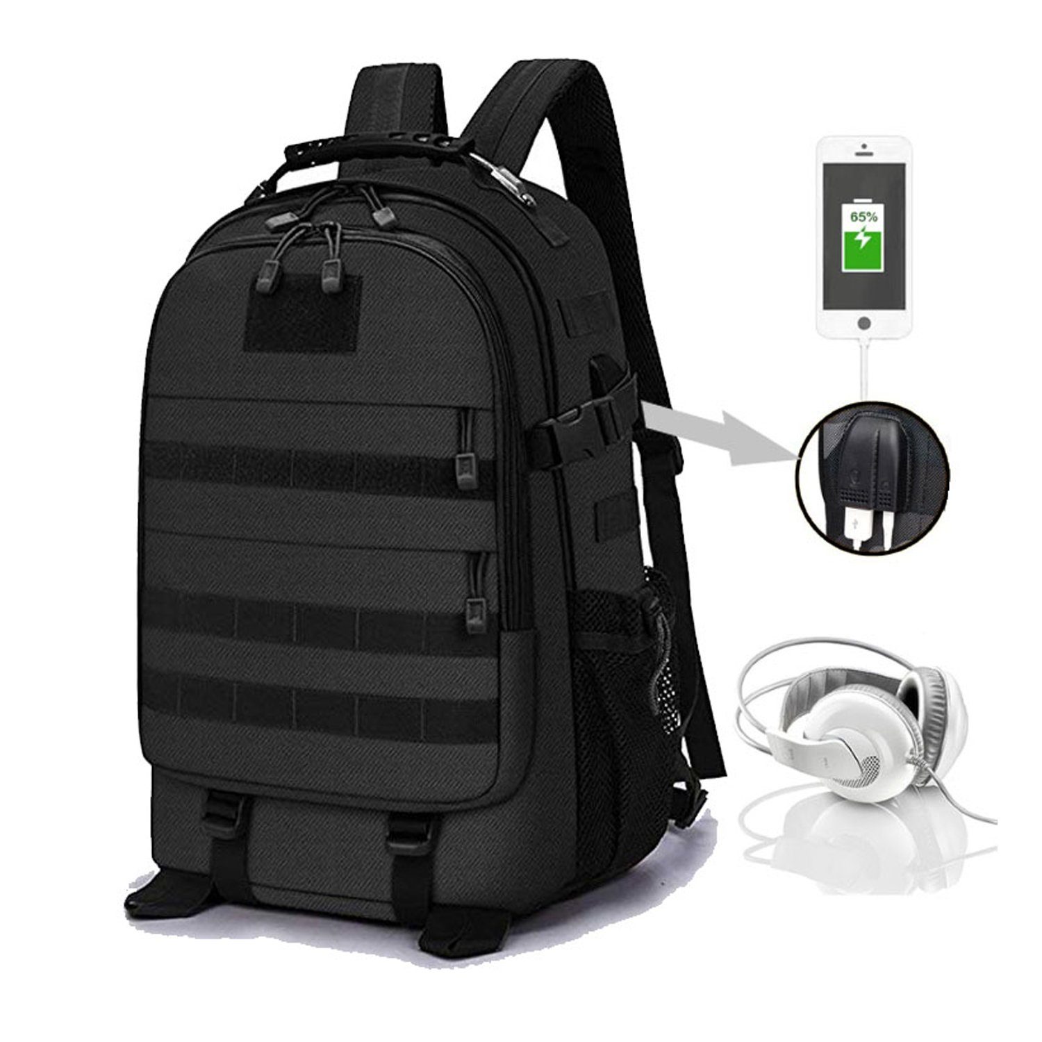 Directin Tourenrucksack Rucksack Taktische Motorrad Wanderrucksack Outdoor Wasserdicht (Wandern, Radsport, Trekking, Camping), mit USB-Anschluss, Campus Daypack Jagdrucksack Schulrucksack