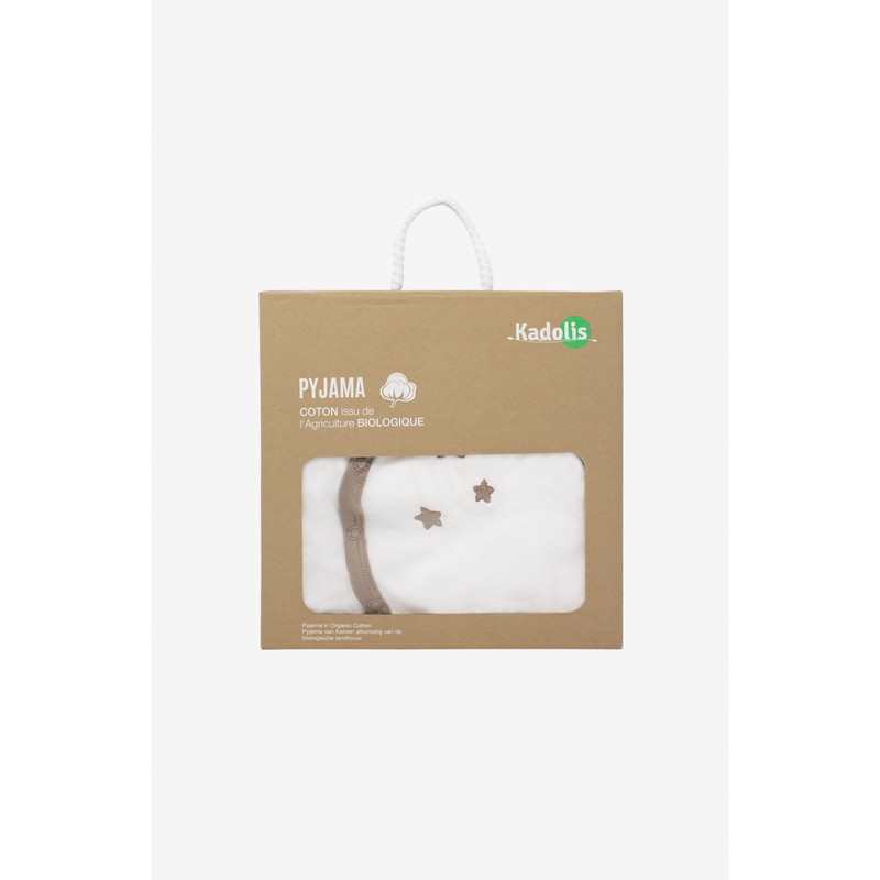 Pyjama bébé Coton Bio blanc motifs étoiles