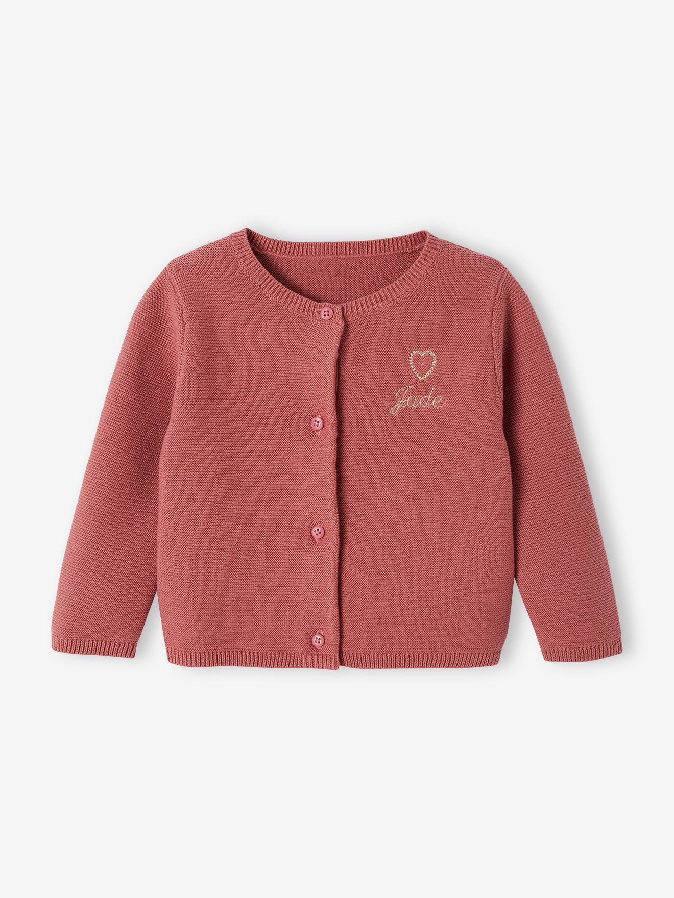 Cardigan broderie dorée coeur bébé BASICS encre