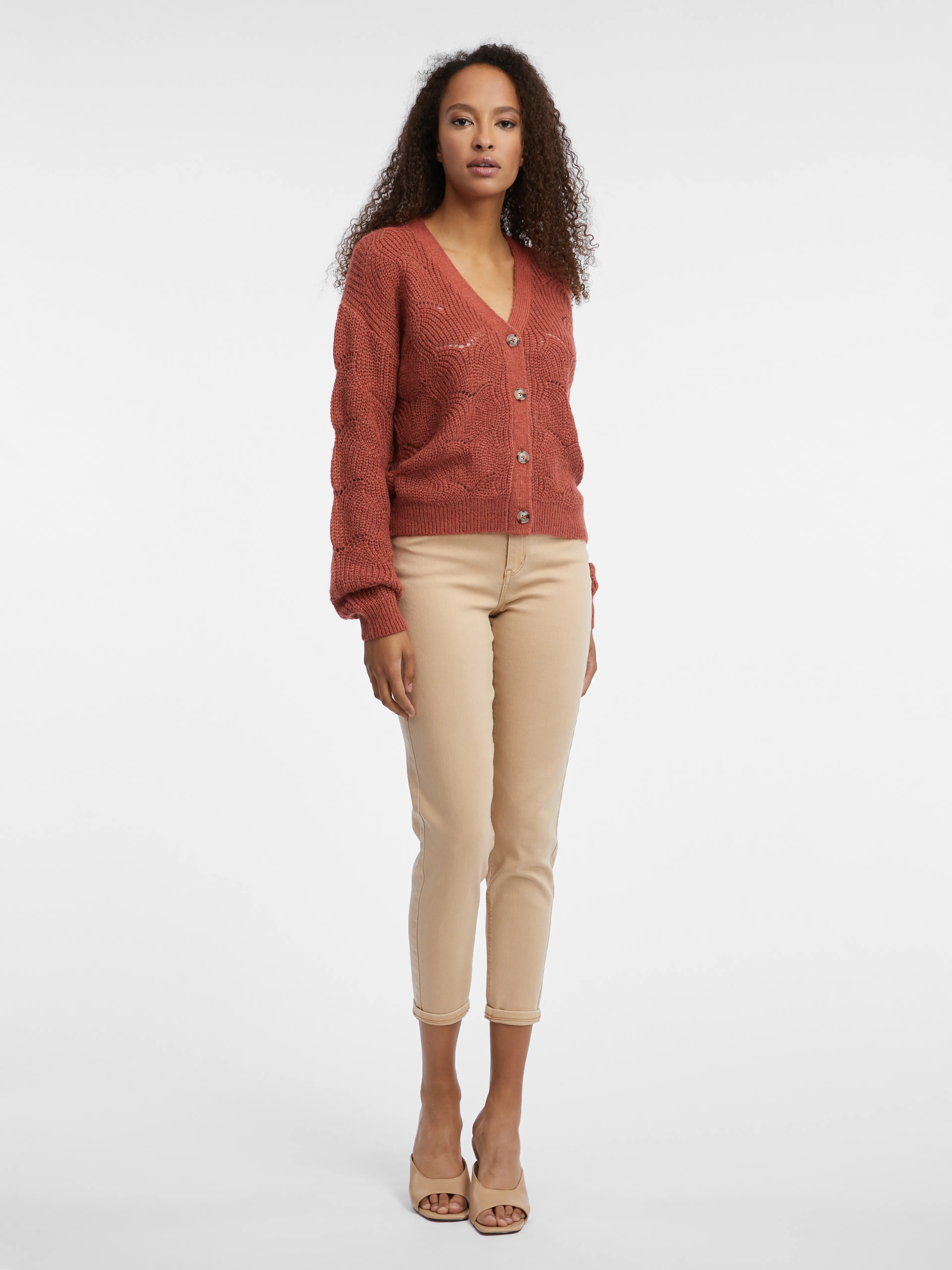 Ziegelfarbene Damen-Strickjacke ORSAY