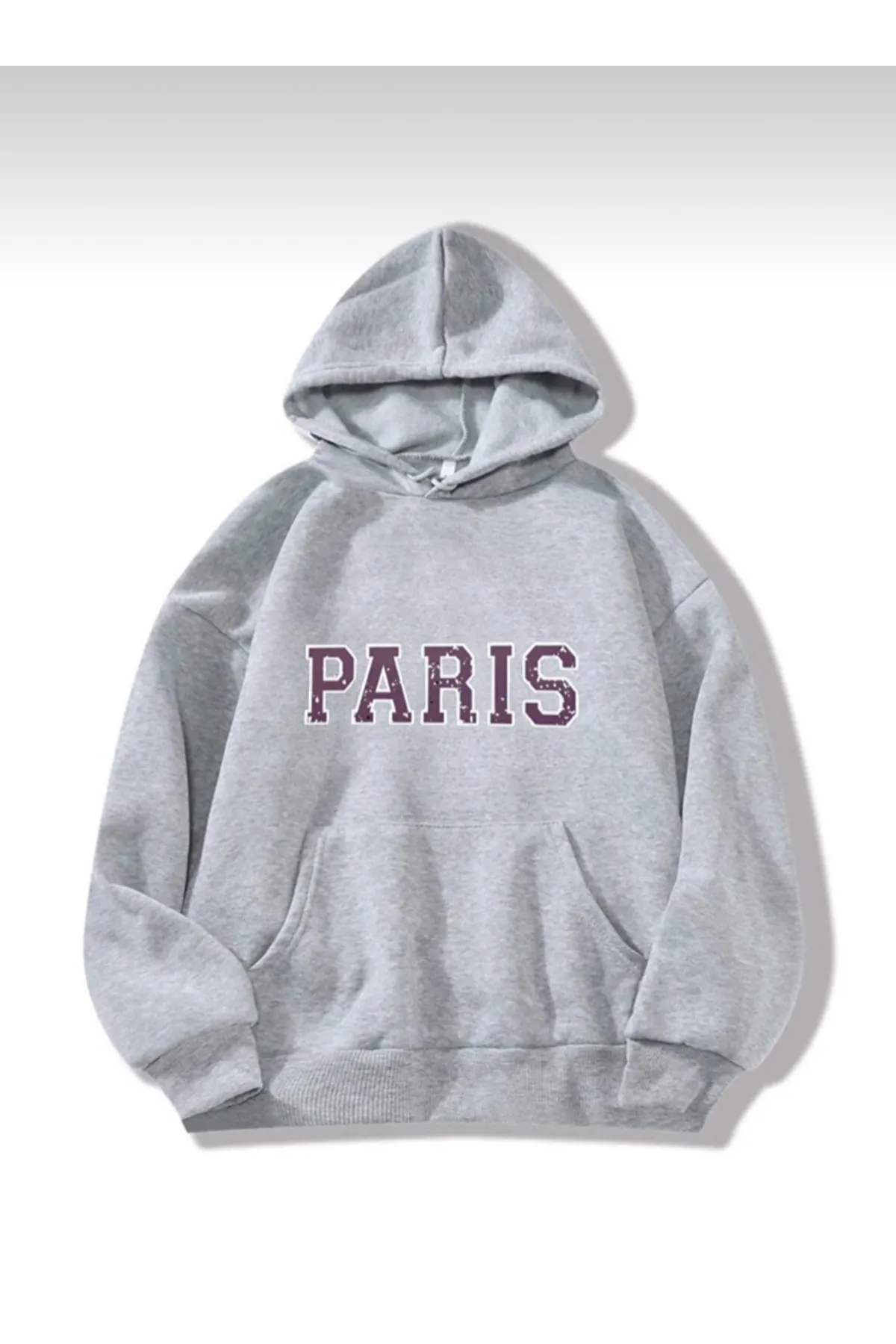 My Blog  Graues, bedrucktes Oversize-Kapuzenpullover „Paris“.