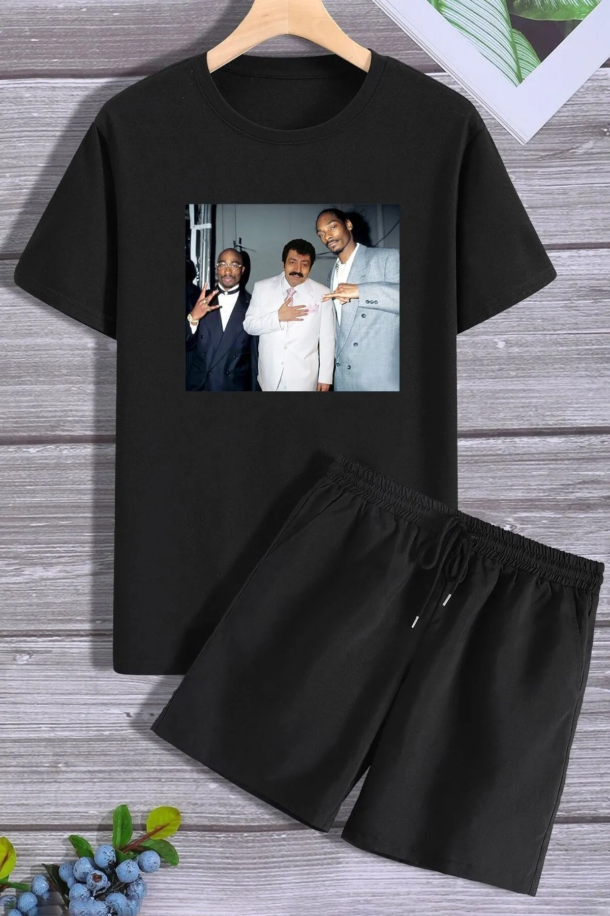 trendypassion  Müslüm bedrucktes Shorts-T-Shirt-Trainingsanzug-Set