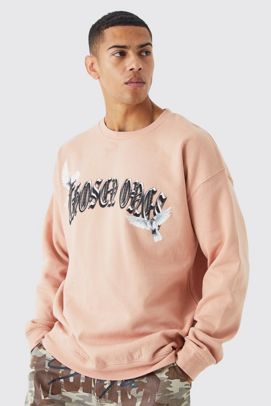 Oversize Sweatshirt mit Vogel-Print