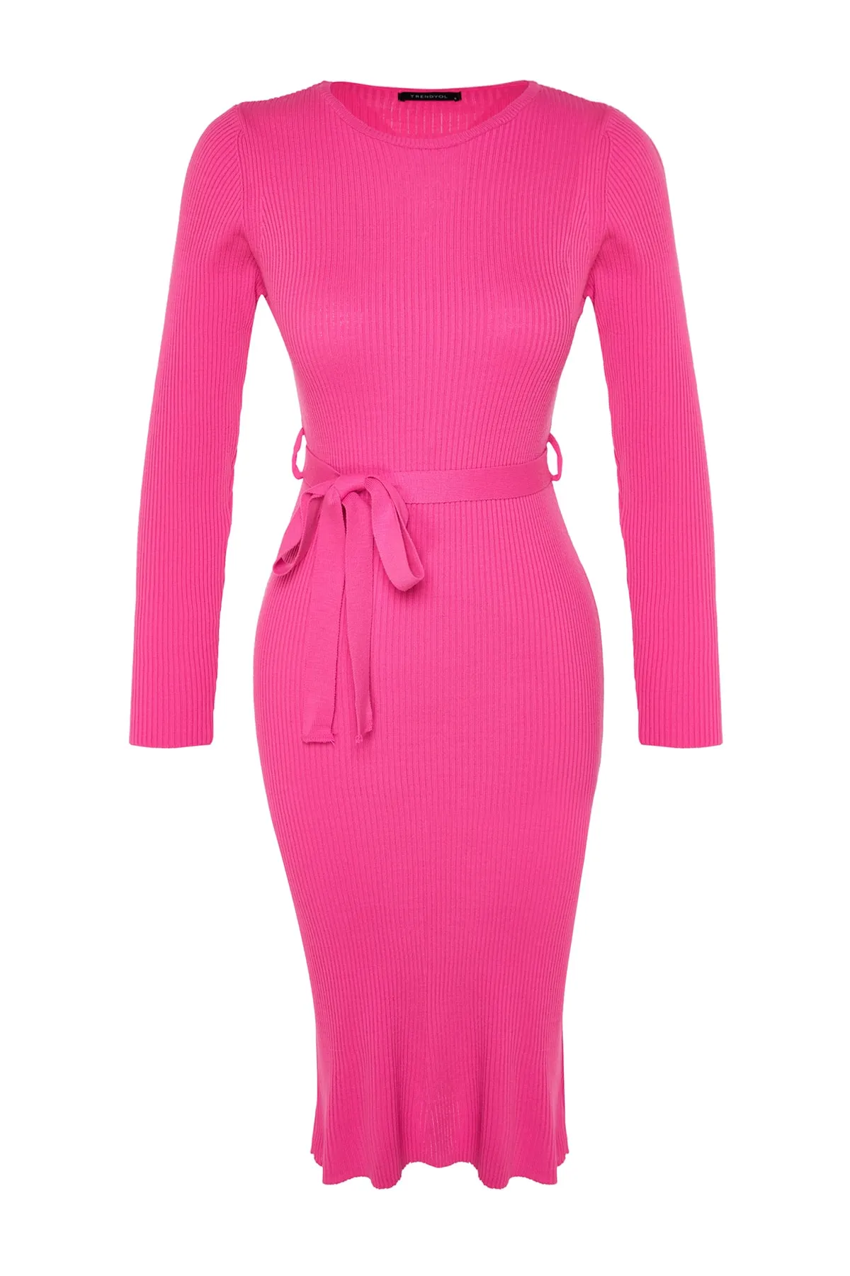 Trendyol Collection  Rosa Midi-Strickkleid mit Gürtel und Details TWOAW22EL0009