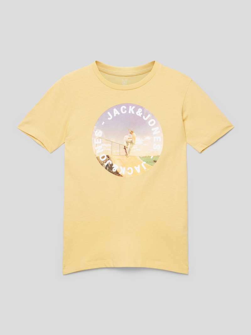 T-Shirt mit Motiv-Print Modell 'GEM' in hellgelb