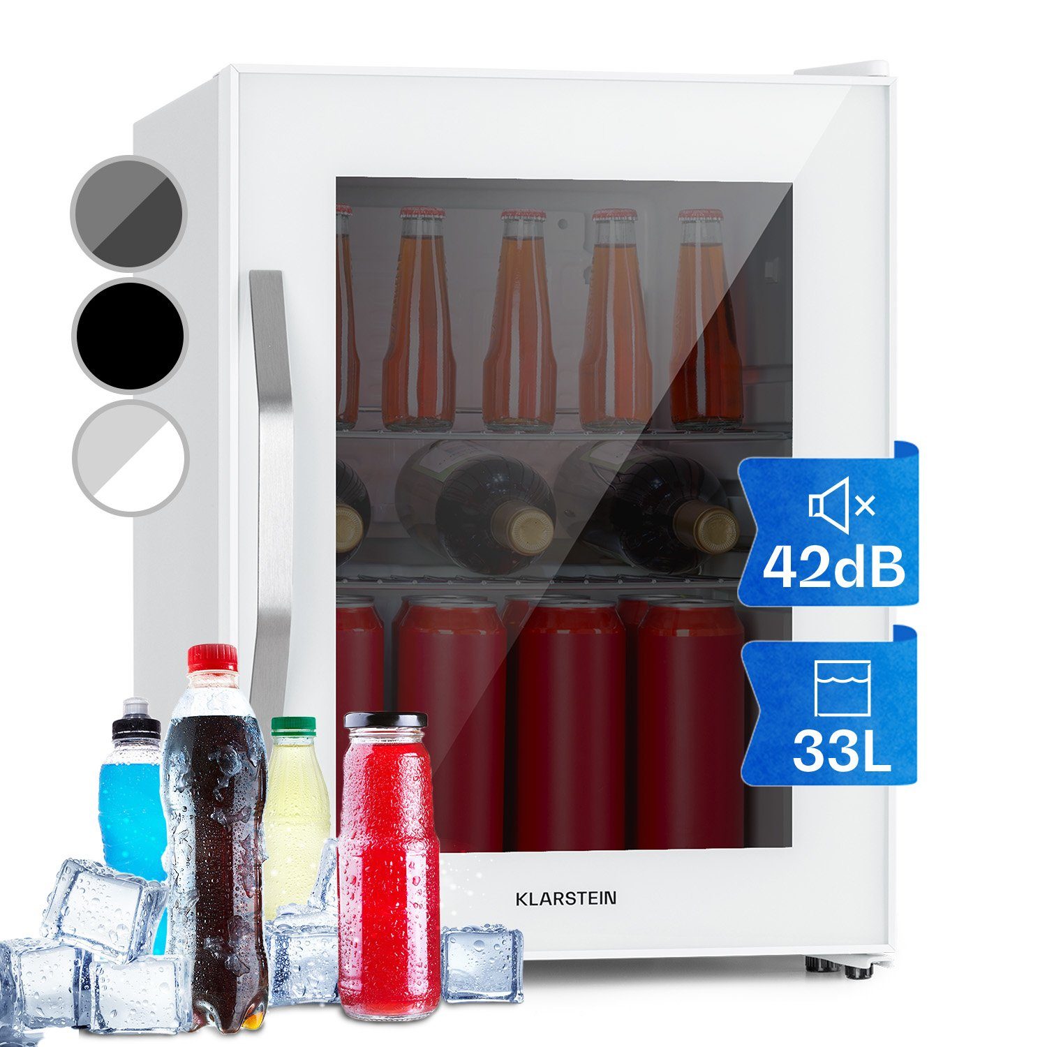 Klarstein Getränkekühlschrank HEA-BeersafeM-quartz 10039425, 54 cm hoch, 40.5 cm breit, Bierkühlschrank Getränkekühlschrank Flaschenkühlschrank mit Glastür
