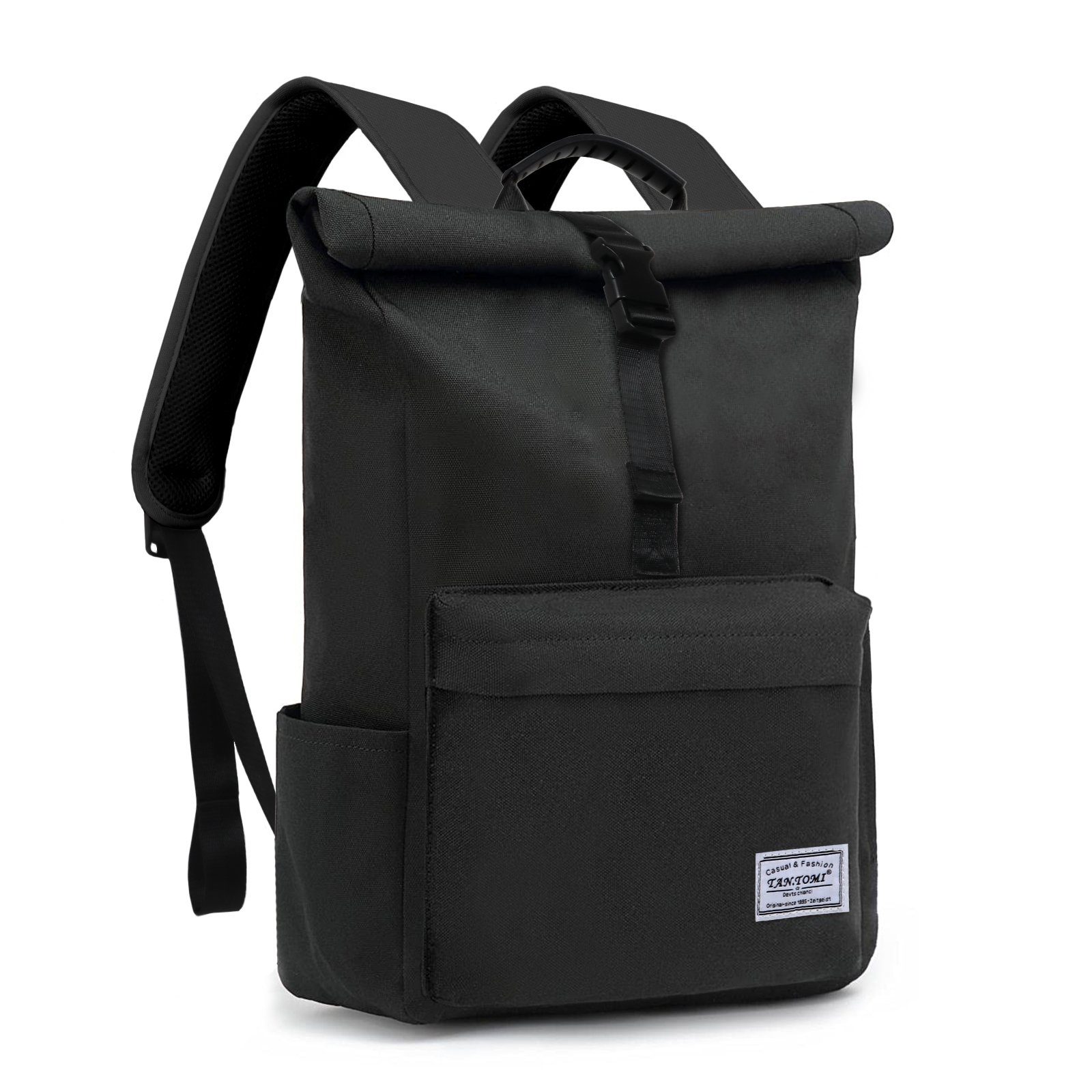 TAN.TOMI Cityrucksack Rucksack Damen Herren Tagesrucksack mit Laptopfach, Modern Rolltop Rucksack Daypack, Wasserdichter
