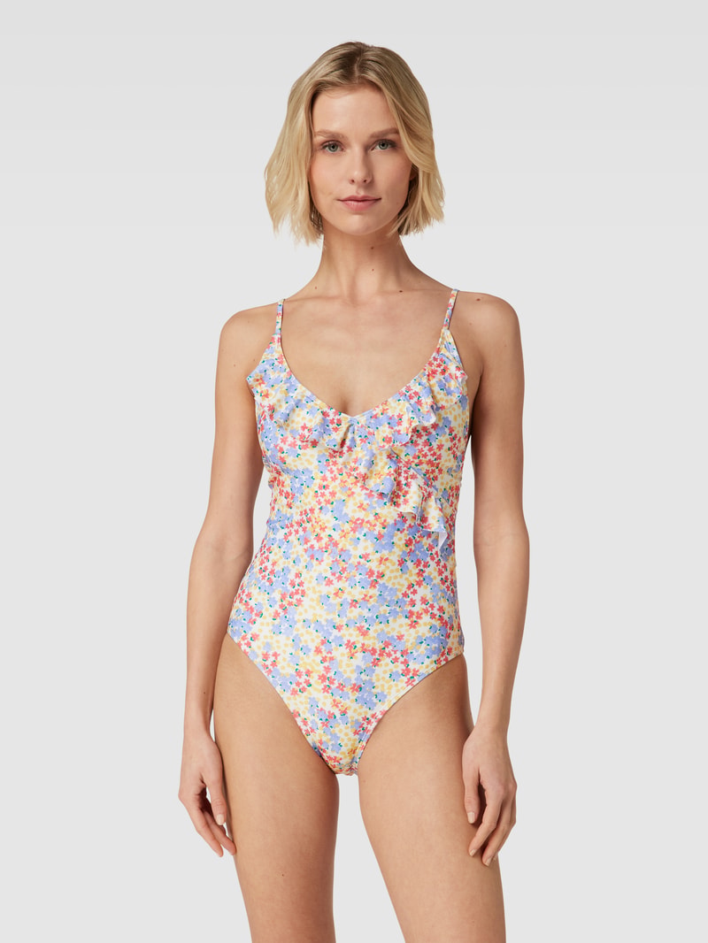 Badeanzug mit Allover-Motiv-Print Modell 'Oline Bly Frill' in offwhite