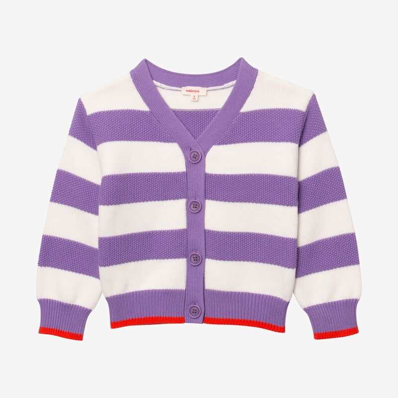 Cardigan fille tricot rayures violet Catimini