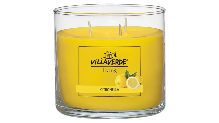 VILLA VERDE 3-Docht Citronella Duftkerze im Glas