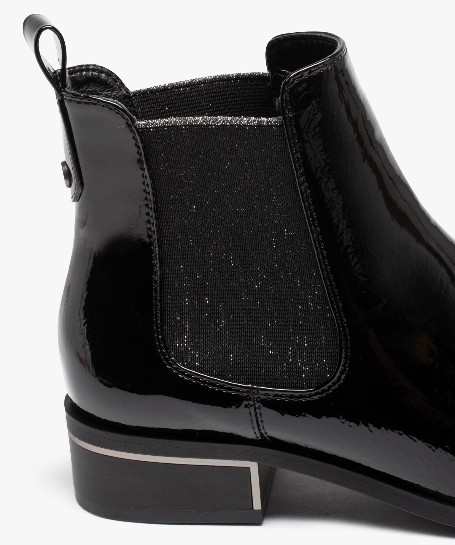 Boots femme style Chelsea dessus vernis avec élastiques pai... noir | GEMO