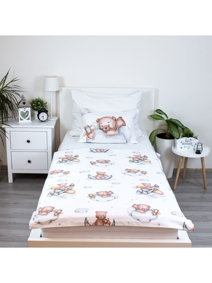 JERRY FABRICS 2-tlg.Set: Babybettwäsche Teddybär 100 x 135 cm in Weiß günstig kaufen 100