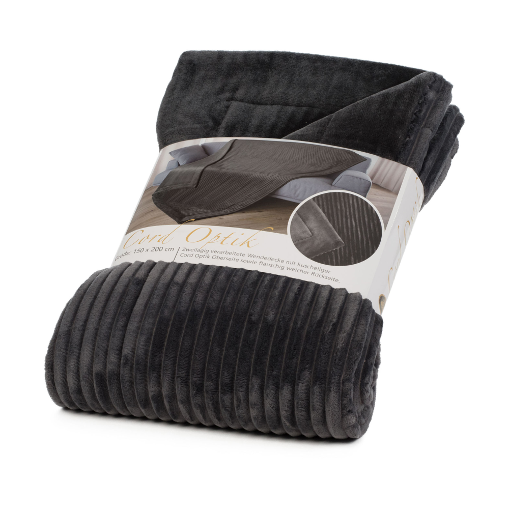Wohndecke Cord Optik anthrazit