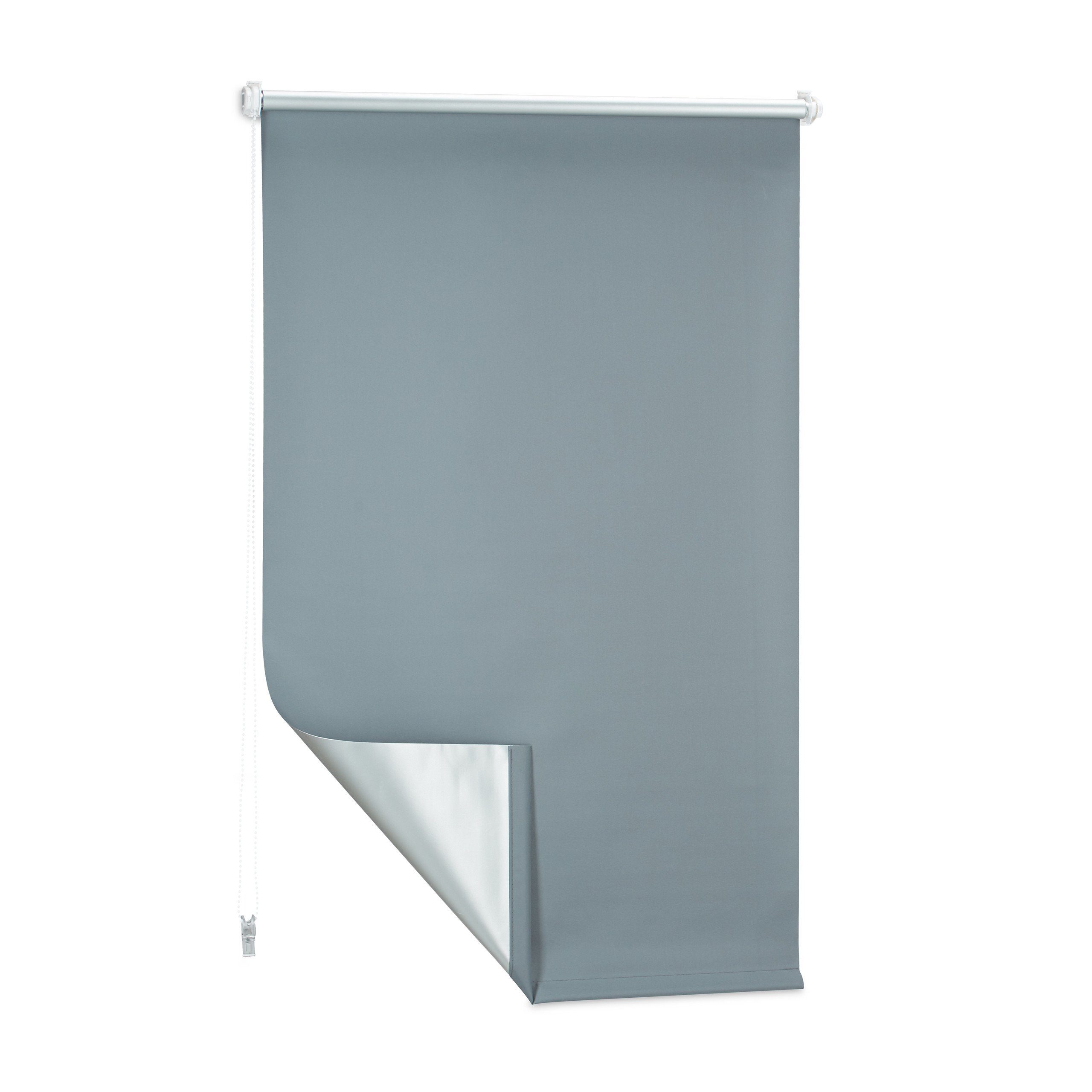 Verdunklungsrollo Verdunkelungsrollo grau 60 bis 120 breit, relaxdays, 70x160cm