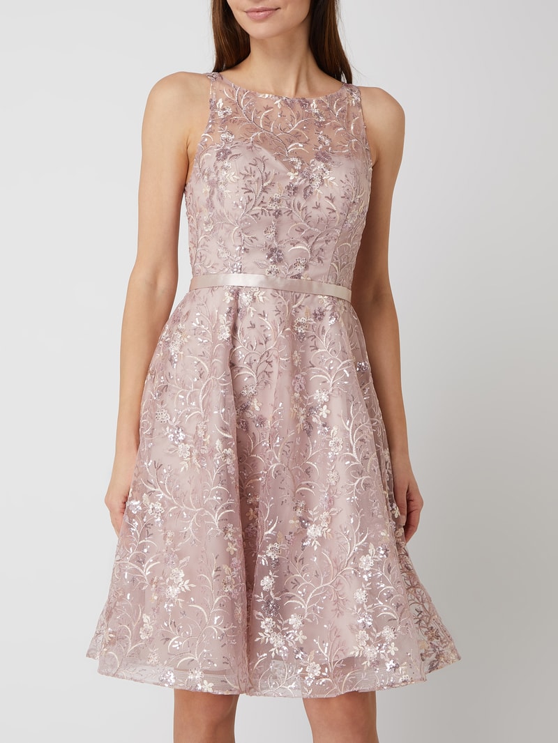 Cocktailkleid aus Organza mit Stickereien in mauve