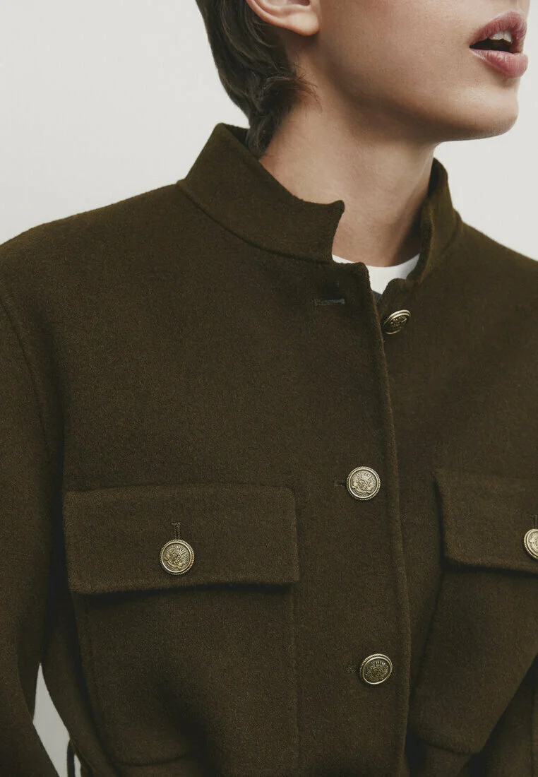 Massimo Dutti CON BOLSILLOS Y BOTONES - Abrigo corto