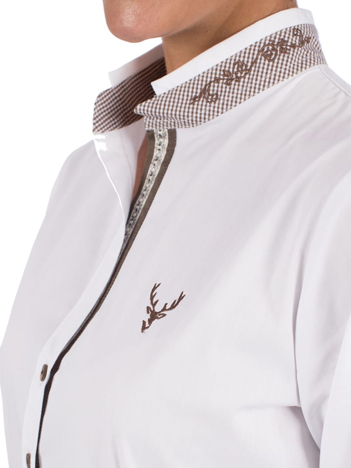 OS-Trachten Trachtenbluse 450006-3684 in weiß-taupe günstig kaufen