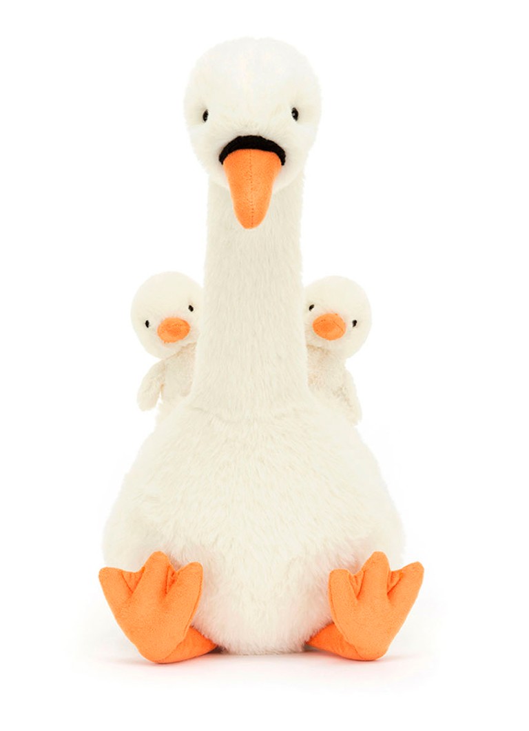 Jucărie de pluș Jellycat Swan cu pene, 39 cm