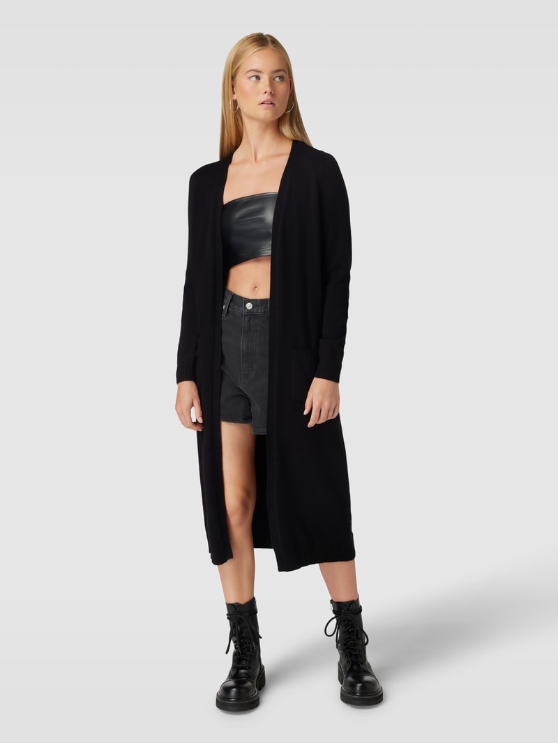 Longcardigan mit Eingrifftaschen Modell 'LESLY' in schwarz