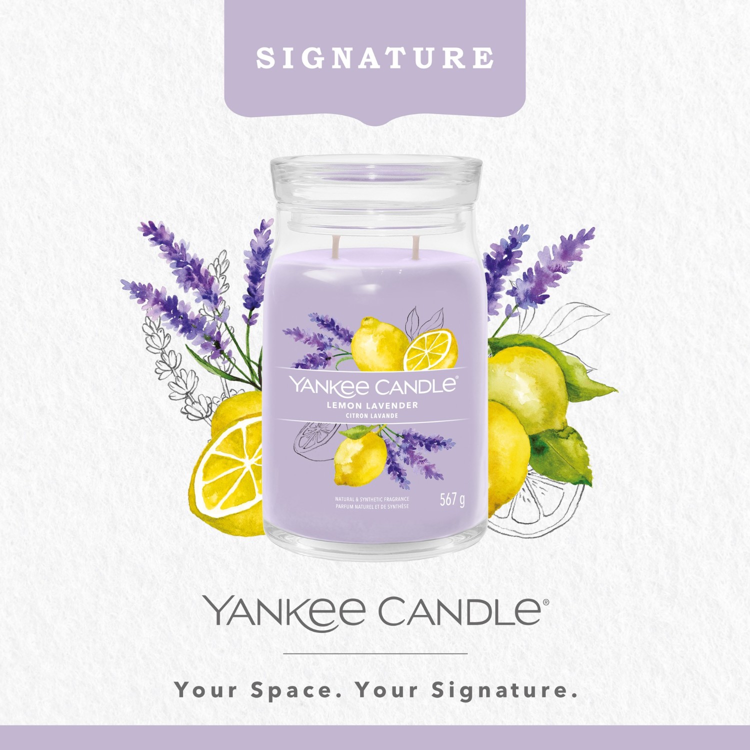 Świeca YANKEE CANDLE Duży słoik Cytryna Lawenda