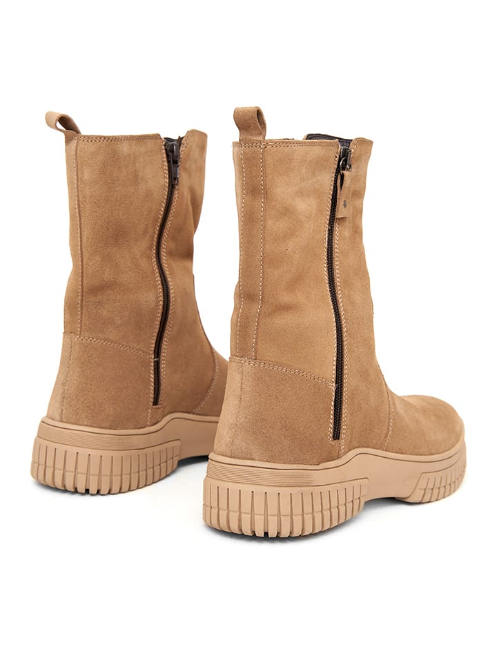 Mia Loé Leder-Boots in Beige günstig kaufen