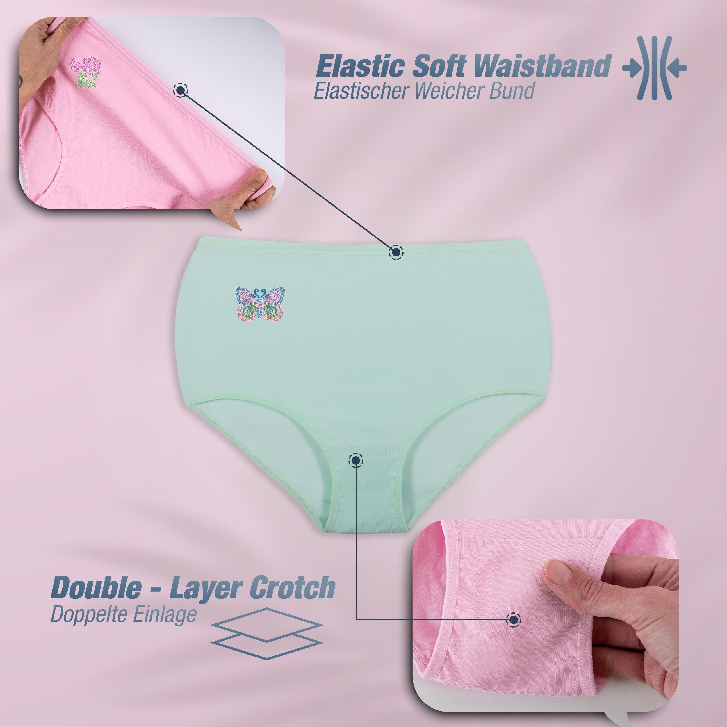 LOREZA Taillenslip 8 Damen Taillenslips Hüftslips Baumwolle 40-62 (Packung, 8-St)