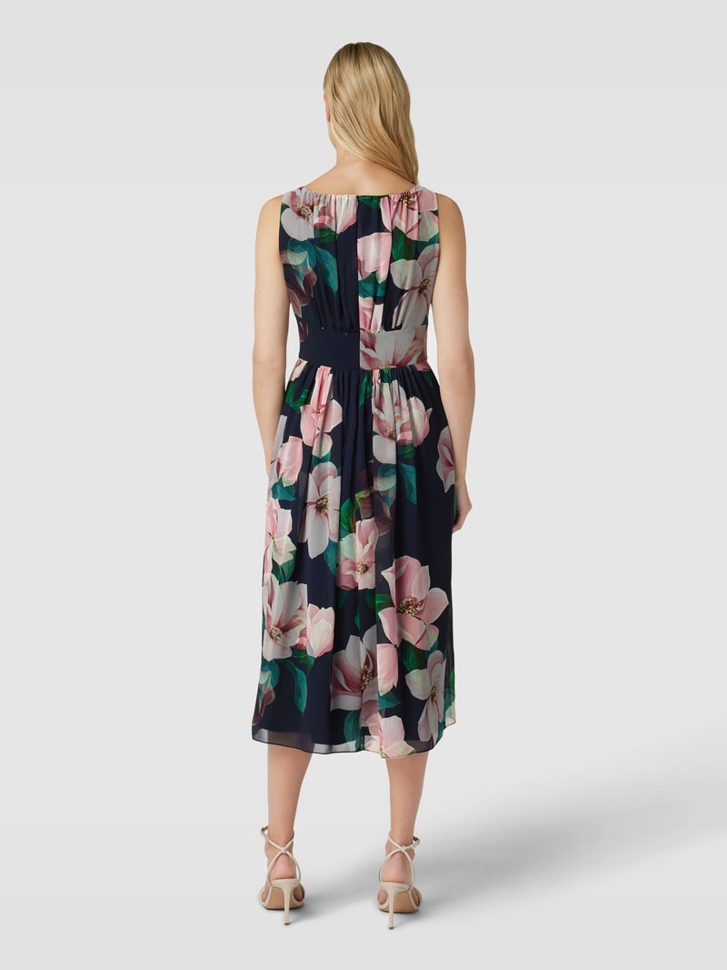 Cocktailkleid mit floralem Muster in dunkelblau