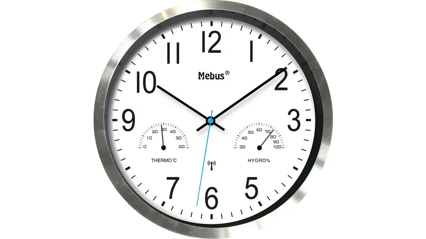 Mebus Analoge-Wanduhr mit Thermo- Hygrometer ø 25cm