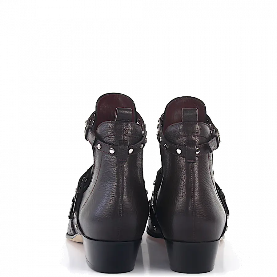Jimmy Choo - Stiefeletten Kalbsleder Nieten bordeaux - rot