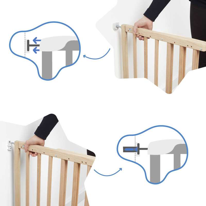 Barrière de sécurité Déco Pop extensible en bois naturel Badabulle