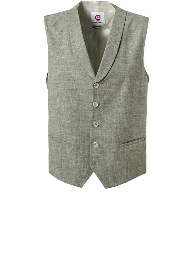 CG, Anzug mit Weste, Slim Fit, Baumwolle-Schurwolle, grün meliert