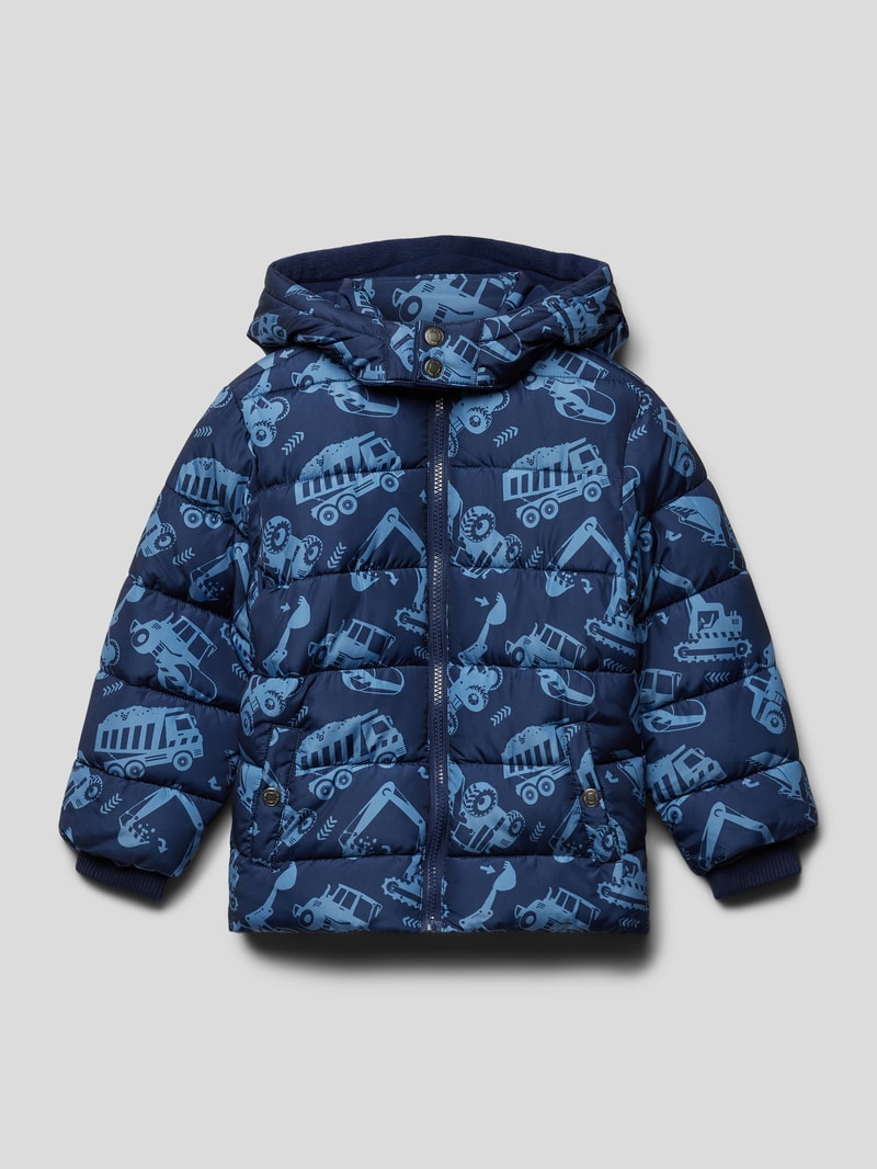 Steppjacke mit Allover-Muster in blau