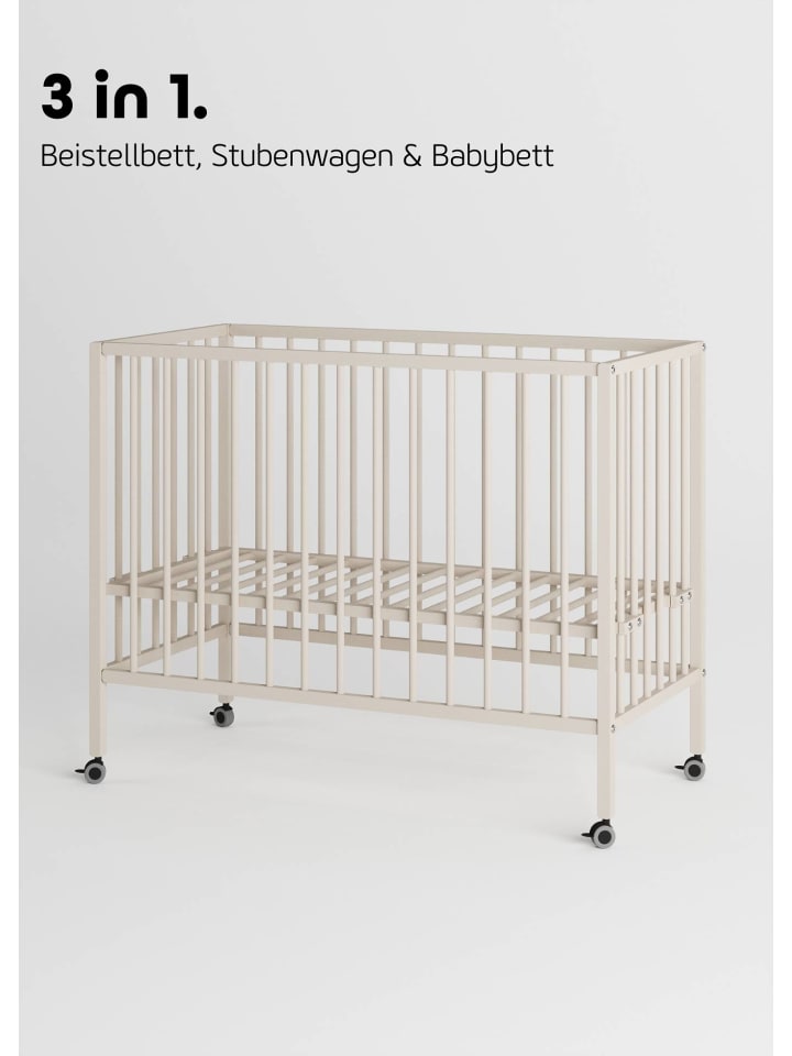 Sämann Beistellbett mit Rollen und Umbauseite - sahara dust - Dreamy 4 in 1 Bett günstig kaufen 60x120 cm