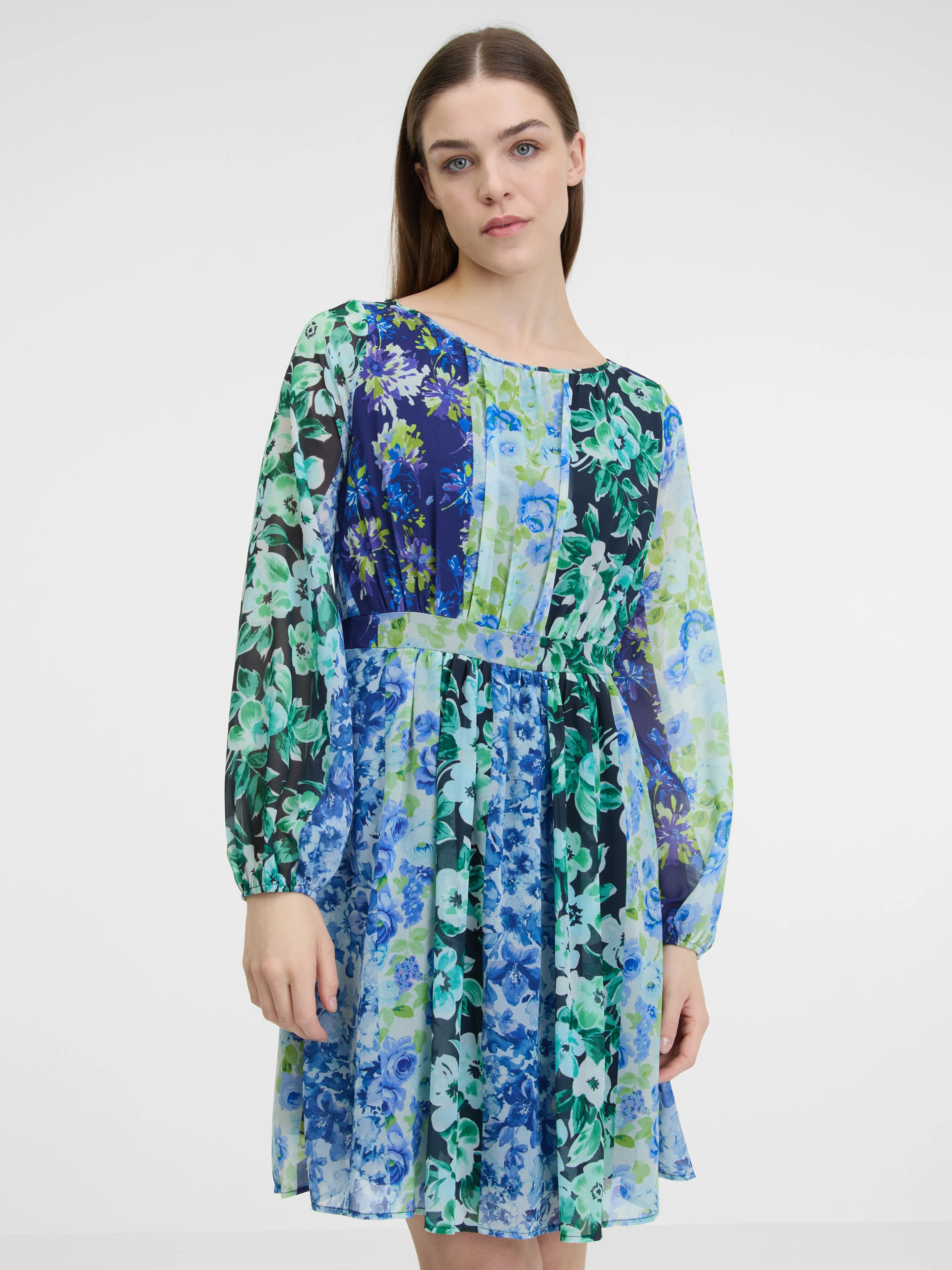Blaues geblümtes Damenkleid ORSAY