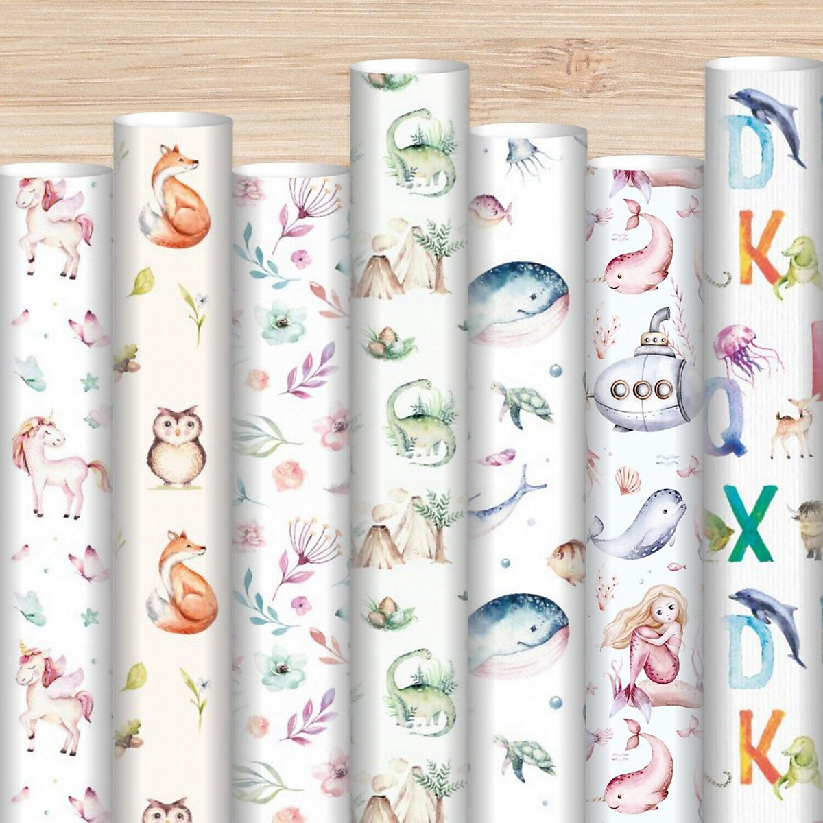 Geschenkpapier 5 Bögen Meerjungfrau – 1,60€/qm Größe: - 84,1 x 59,4 cm Geschenkpapier