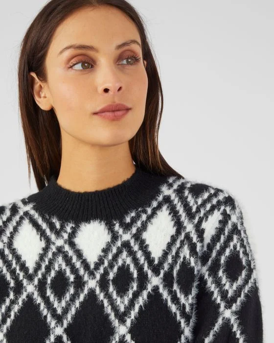 Pull maille poilue jacquard Thermolactyl
