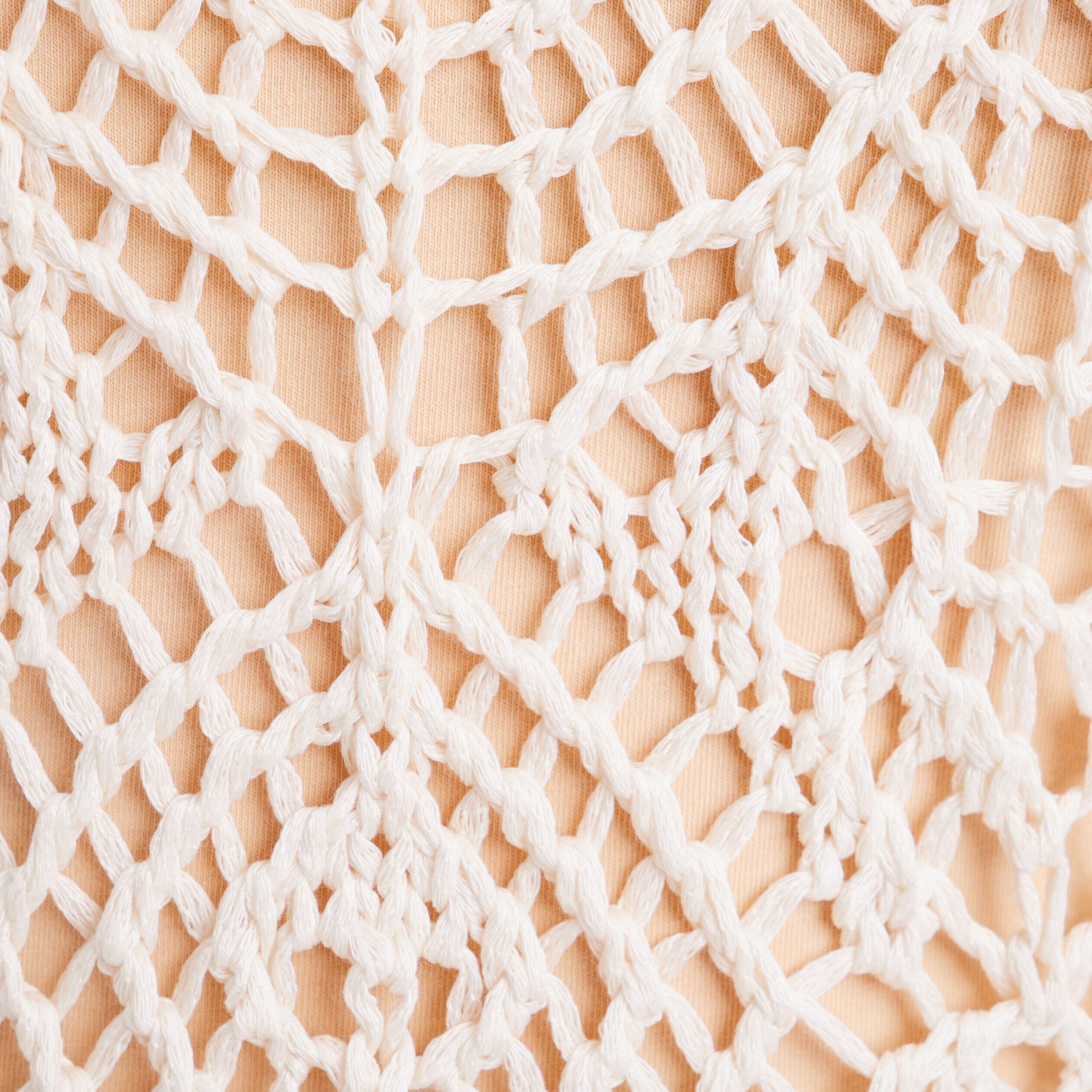 Pull crochet manches longues ivoire femme | Cache Cache
