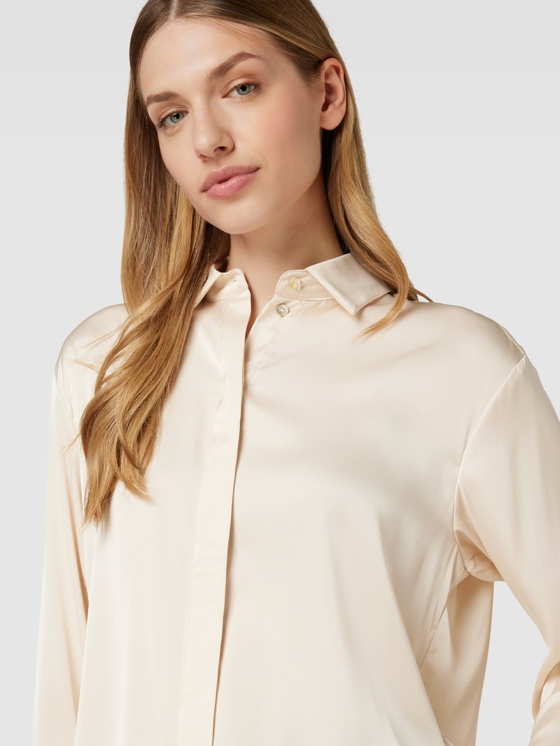 Bluse in Satin-Optik mit verdeckter Knopfleiste in sand