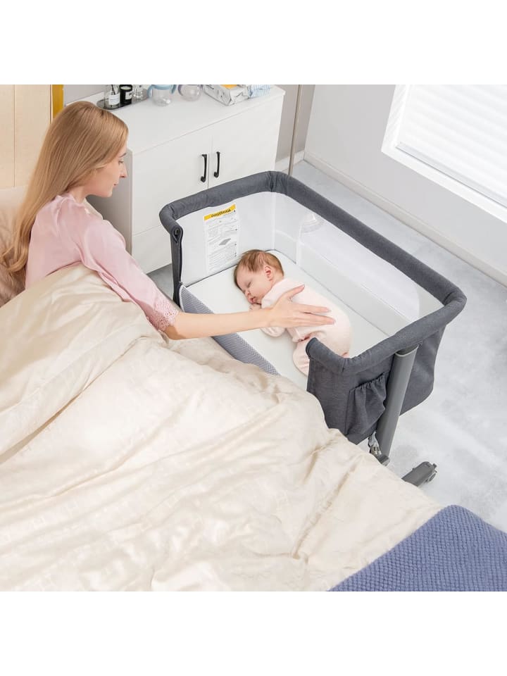 COSTWAY 3 in 1 Beistellbett in Anthrazit günstig kaufen onesize
