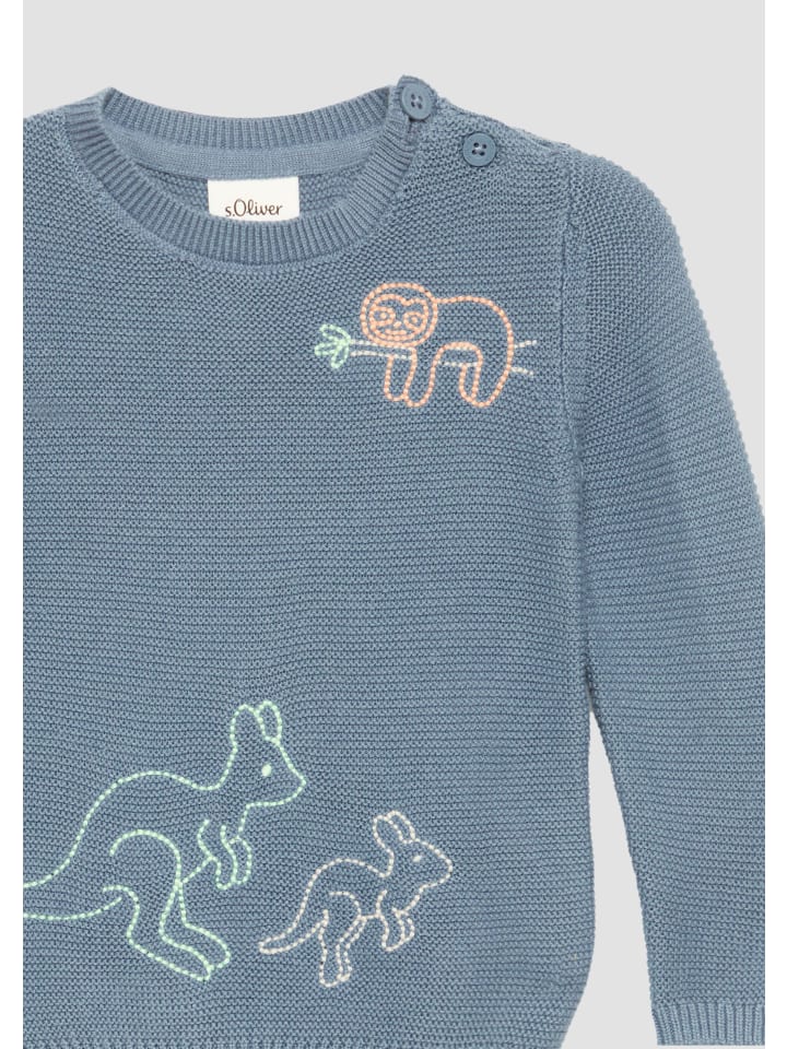 s.Oliver Strickpullover langarm in Blau günstig kaufen