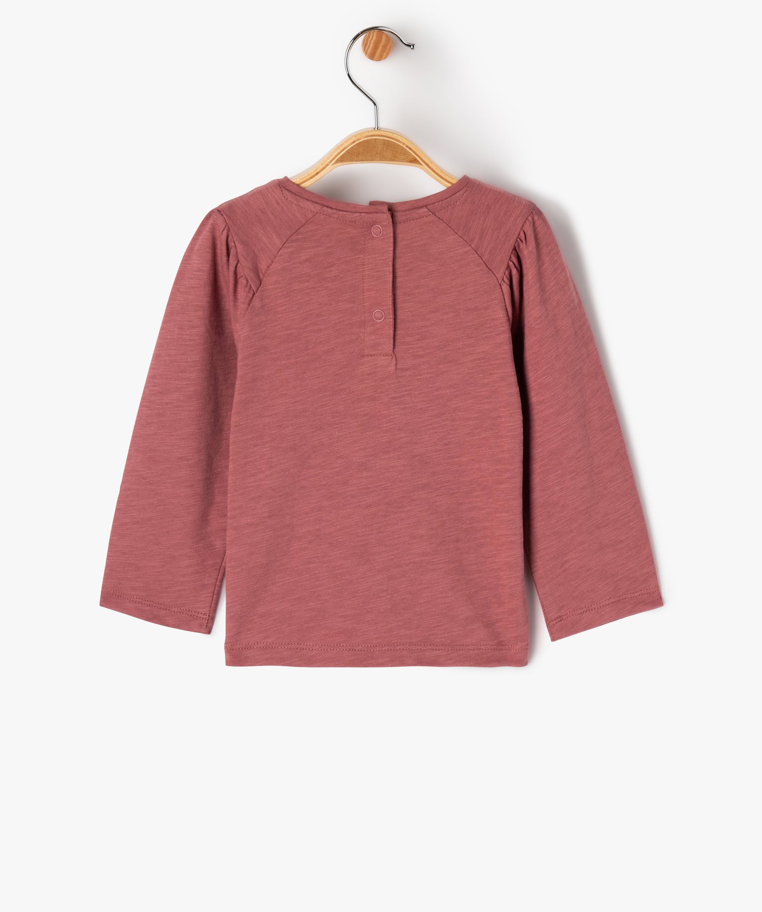 Tee-shirt manches longues fantaisie brodé bébé fille rose | GEMO