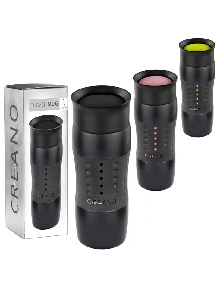 Creano 3x Creano Travel-Mug 400ml Schwarz   Rosa   Grün isolierend aus Edelstahl günstig kaufen onesize