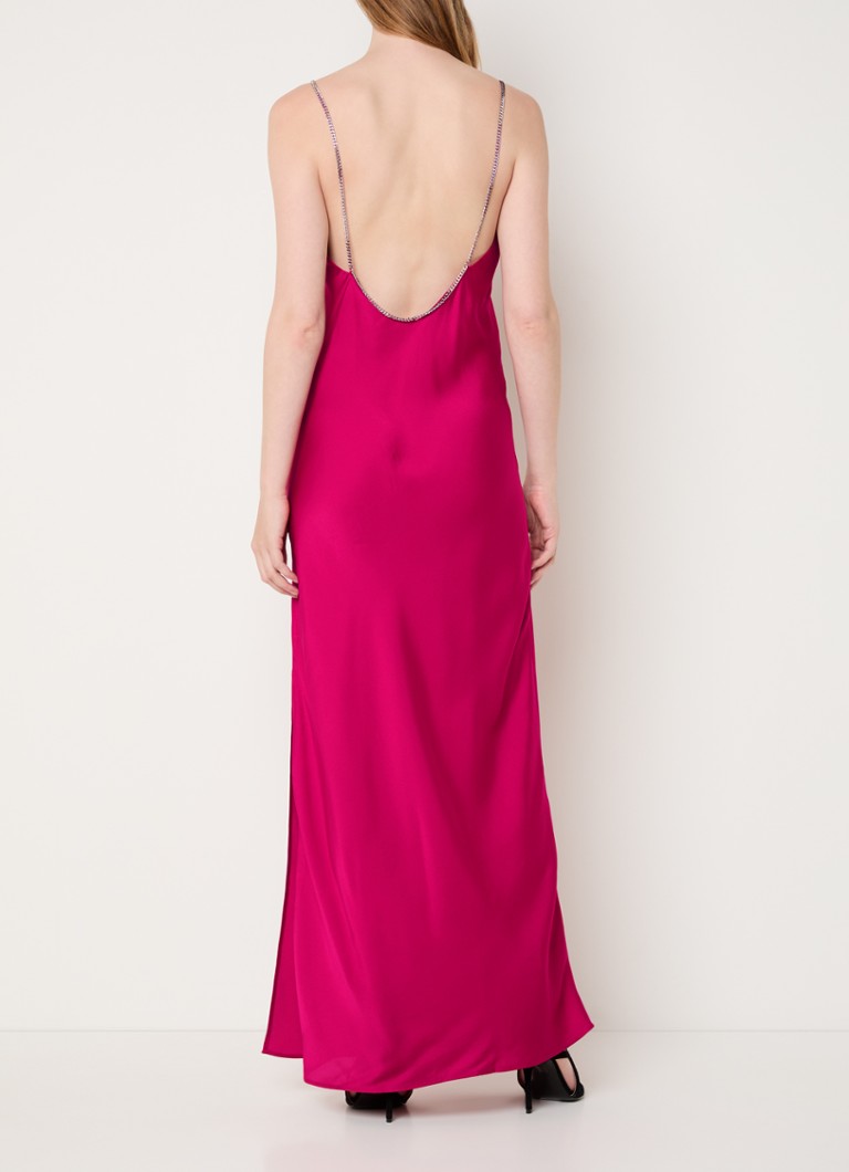 Rochie maxi din satin Ba&sh Cali cu crăpătură