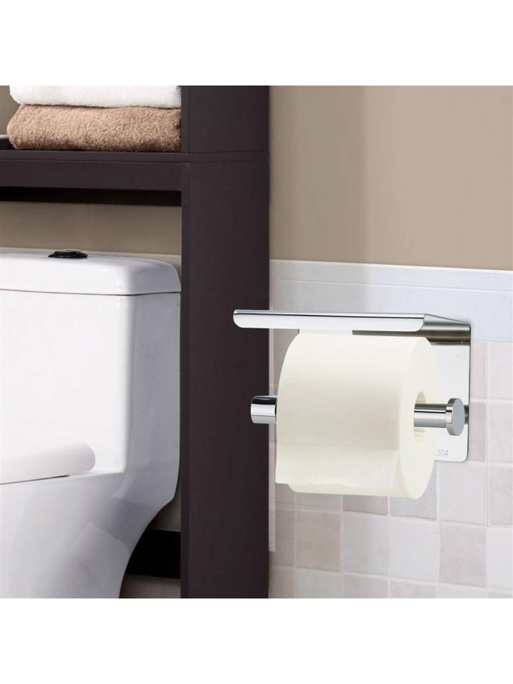 Intirilife Toilettenpapierhalter mit Ablage zum Bohren in SILBER günstig kaufen onesize