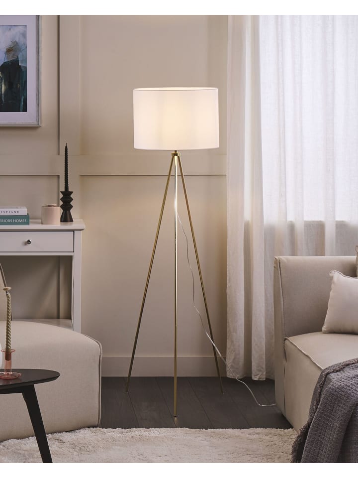 Beliani Stehleuchten VISTULA in Weiß/Gold - (W) 55 x (H) 148 x (L) 55 cm günstig kaufen onesize