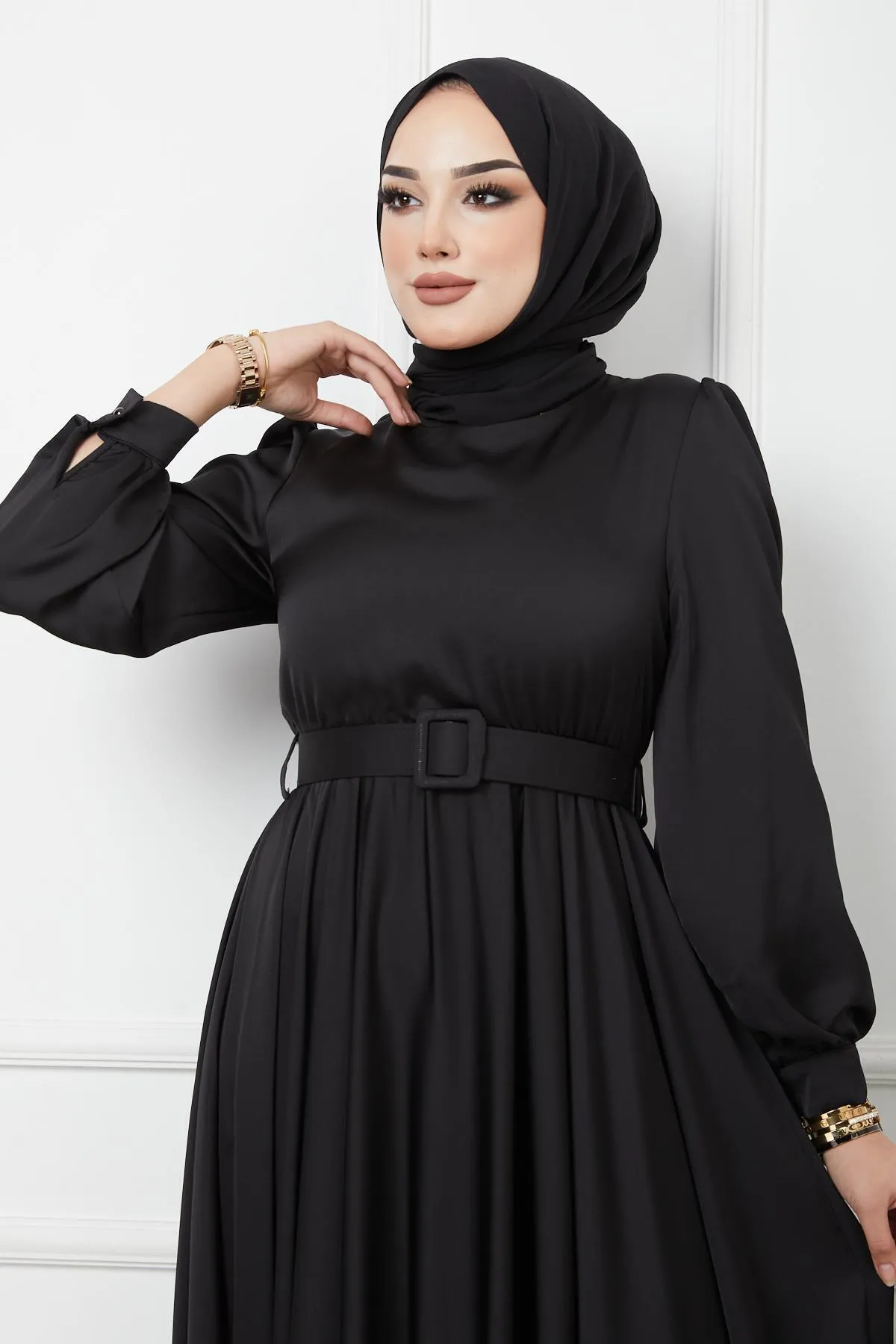 Olcay  Gürtel-Accessoire, ausgestelltes Abendkleid SCHWARZ 1602