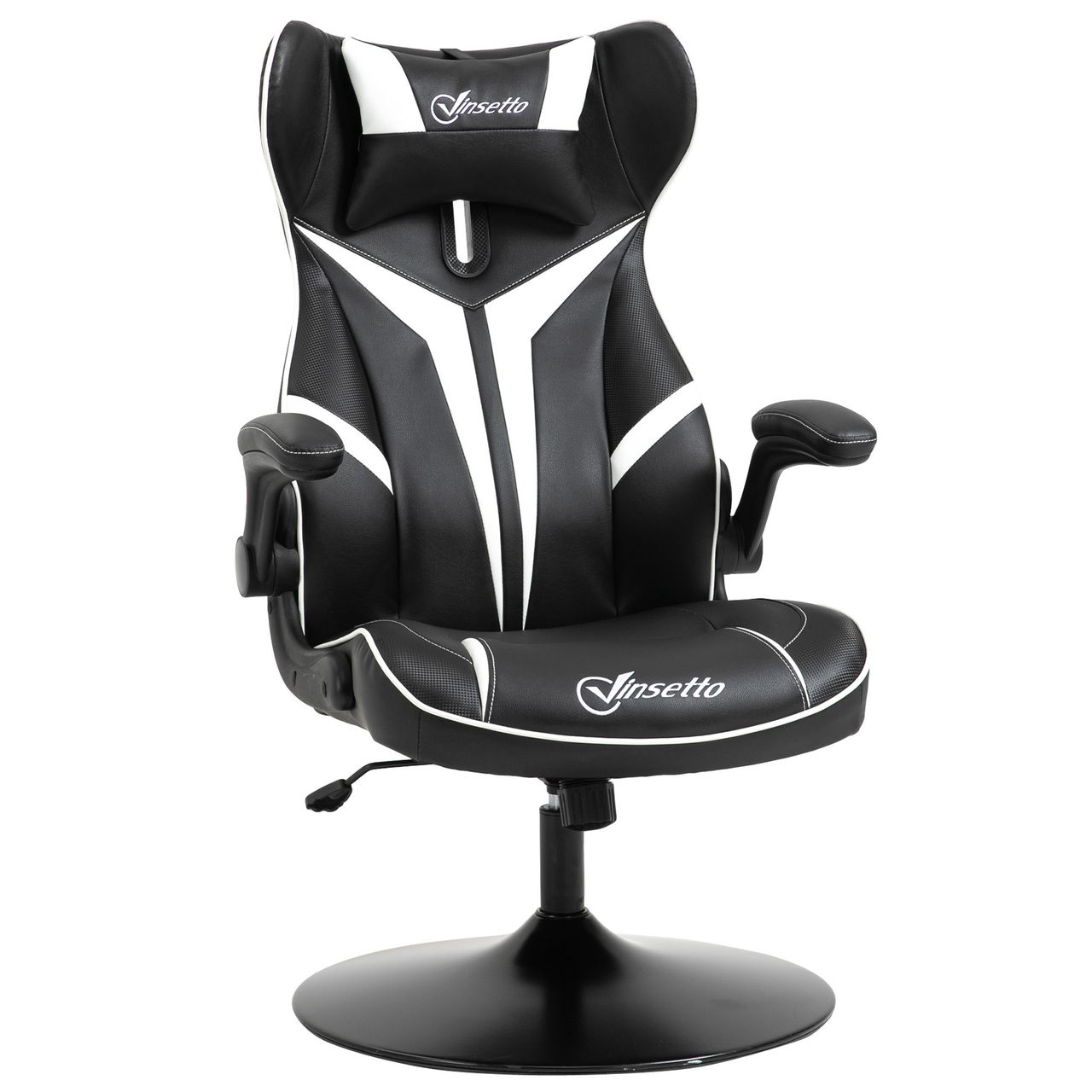 Vinsetto Gaming Stuhl ergonomischer Computerstuhl Stahl Schwarz Weiß 67 x 75 x 106-112 cm